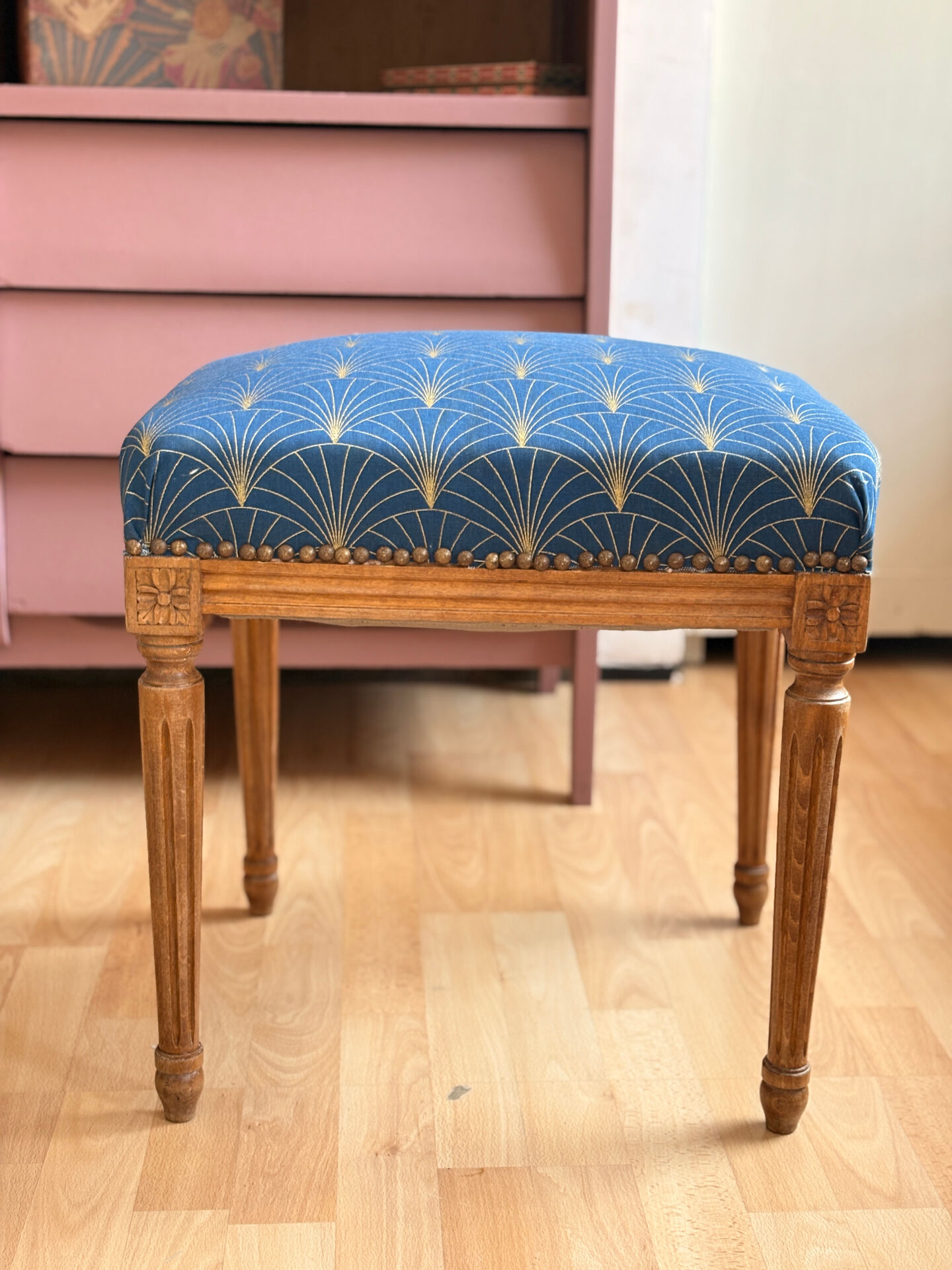 Louis Philippe stool reupholstered