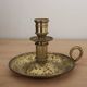 Antique brass hand candlestick – Columned fluted cellar rat