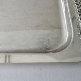 Silver metal tray with braided effect handles
