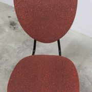 Vintage 70s chair in black lacquered metal and atypical red vinyl