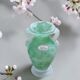 Small green Murano vase with handles – blown glass - "scavo" type