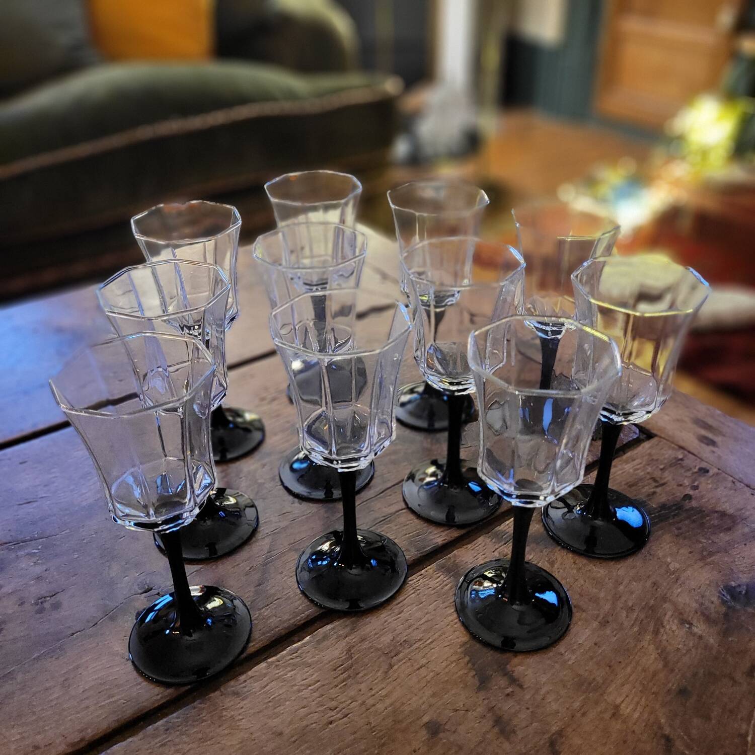 11 Octime Luminarc glasses - Black stem - 1980s