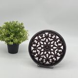 Dessous de plat en fonte émaillée marron, vintage , ancien