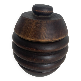 Pot à tabac vintage 1930 tabatière bois sculpté pipe - 15 x 12 cm