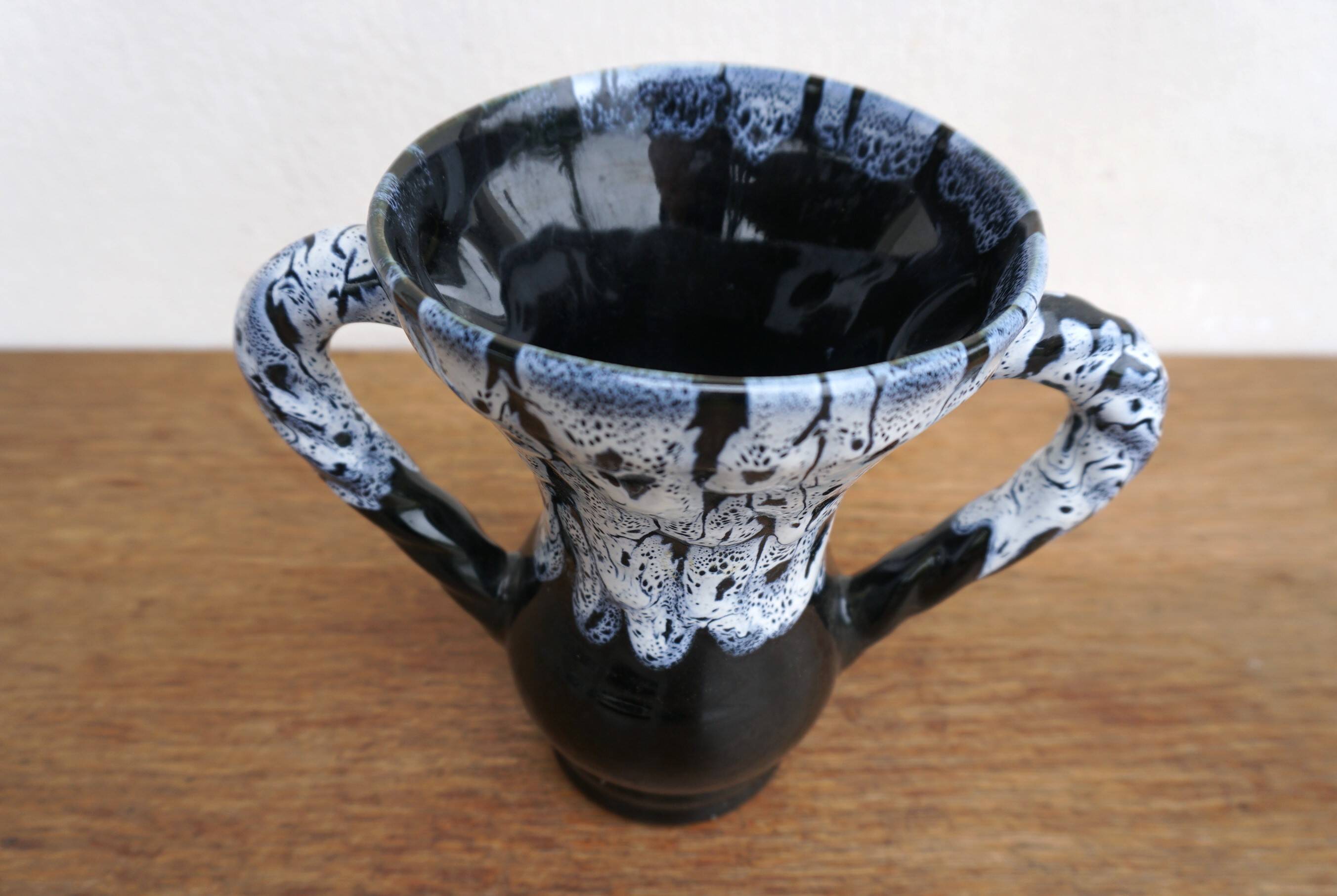 Vase in the style of Vallauris black and white