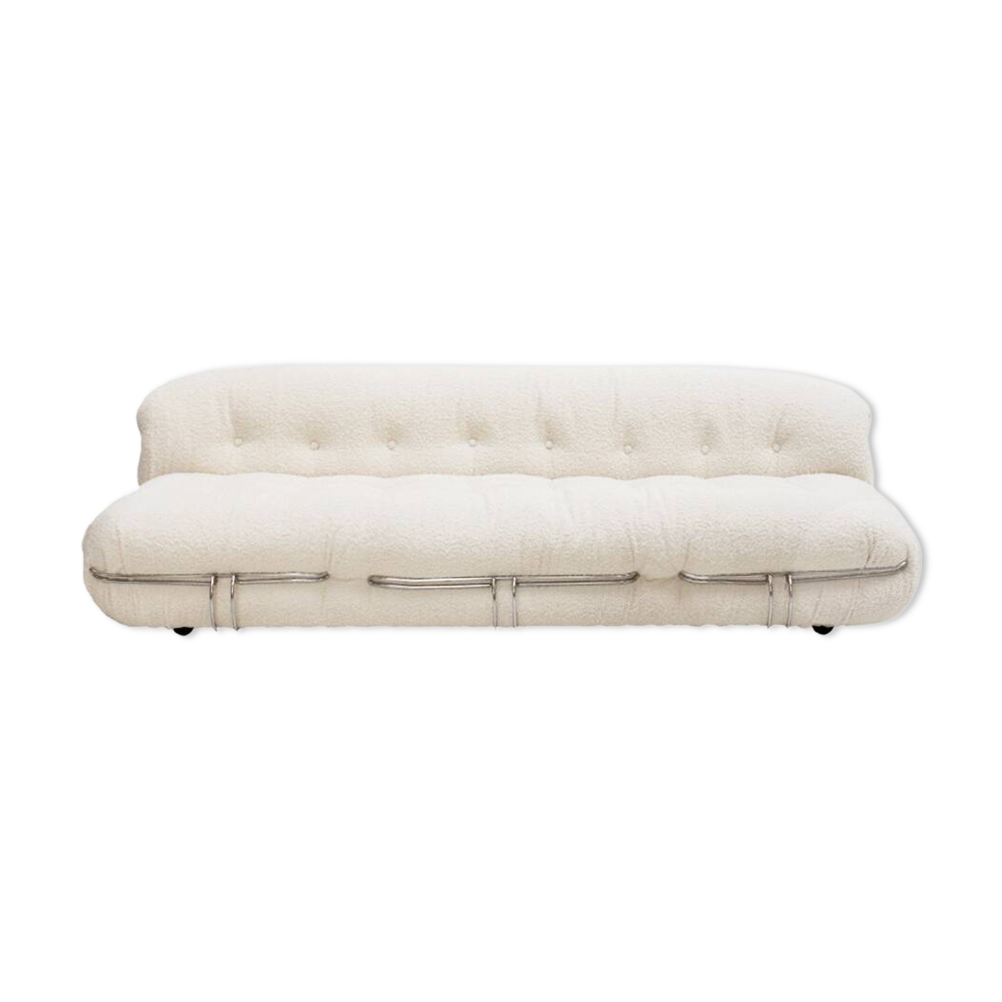 Tobia Scarpa Mid-Century Modern Bouclé Fabric "Soriana" Italian Sofa