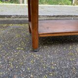 Vintage farmhouse dessert trolley on wheels made of solid wood from the 19th century.