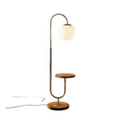 Restored Bauhaus floor lamp with integrated table by R. Slezák