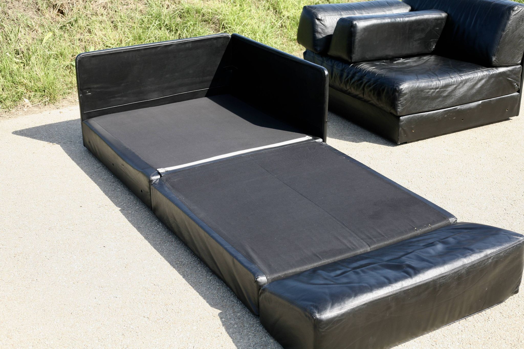 Canapé De Sede DS-76, cuir noir, modulable, Suisse, années 70