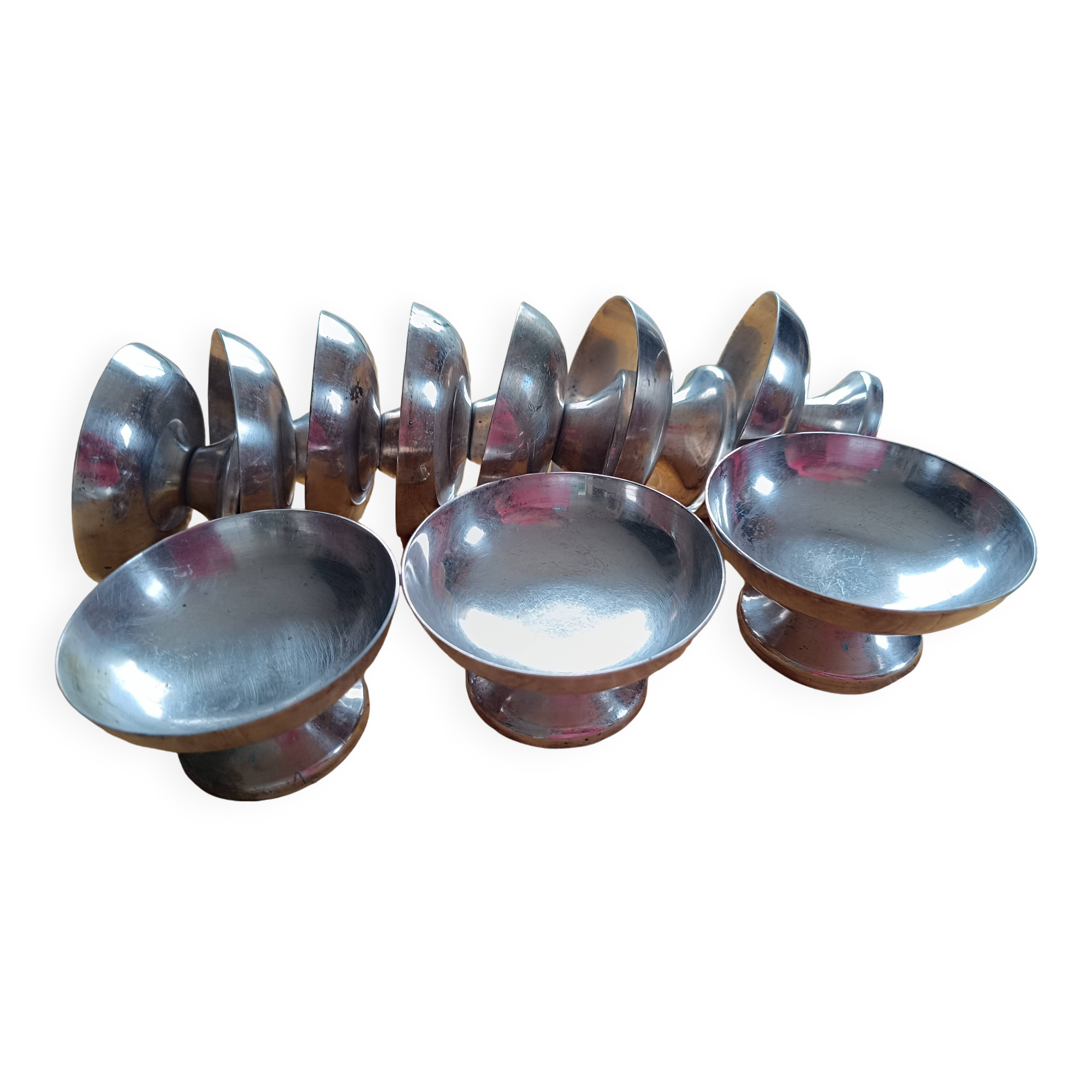 10 Antique silver-plated metal cups.