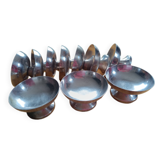 10 Antique silver-plated metal cups.