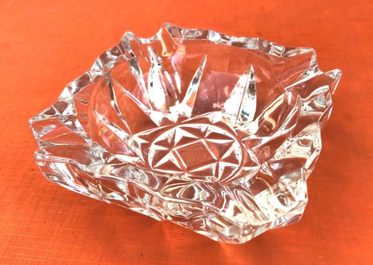 1970s Ashtray Clear Cut and Chiseled Glass
