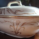 Brush holder and soap holder hamage nord, art nouveau, floral décor edging gold.