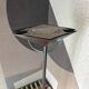 Vintage 1990s Fontana Arte Style Floor Lamp in Black Metal and Light Blue Glass