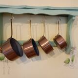 Série de 4 casseroles en cuivre étamé