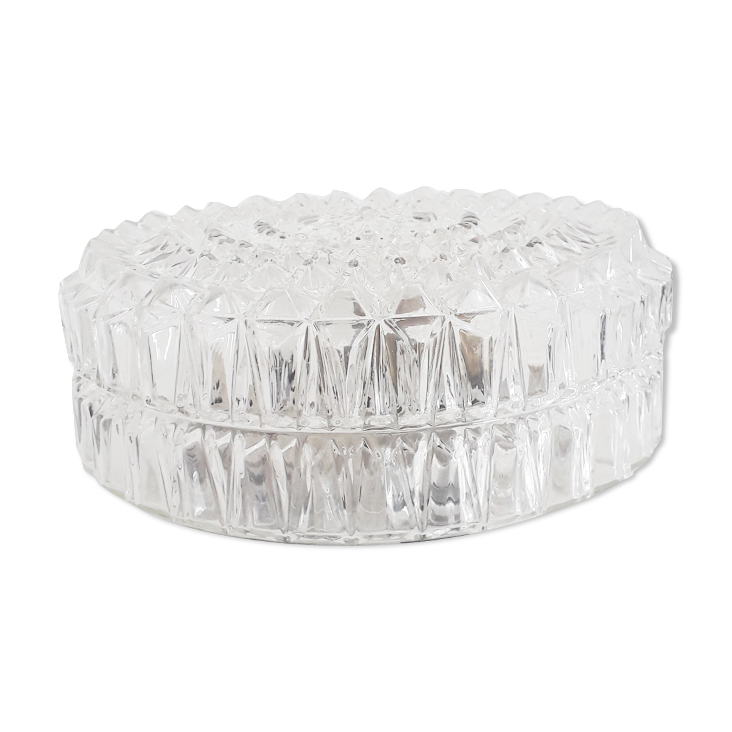 Vintage ceiling lamp, molded glass, round shape, 1970