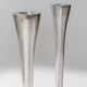 Set of 2 vintage candle holders - stainless steel, Space Age design - Italy 1970s