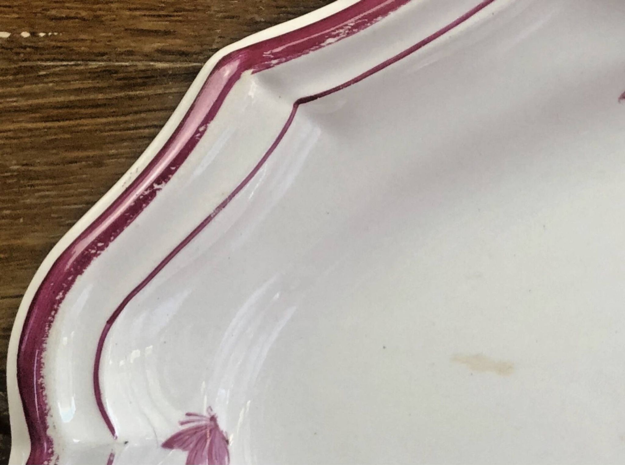 Old oblong oval dish 41.5 x 27 Gien model landscape pink 1938/1960