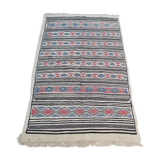 Tapis blanc à motifs multicolores fait main 200x110cm