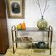 Console vintage en bois et métal doré