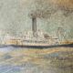 Watercolor of a liner at sea signed taboureau georges known as sandy-hook (1879-1960)