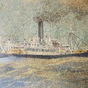 Watercolor of a liner at sea signed taboureau georges known as sandy-hook (1879-1960)