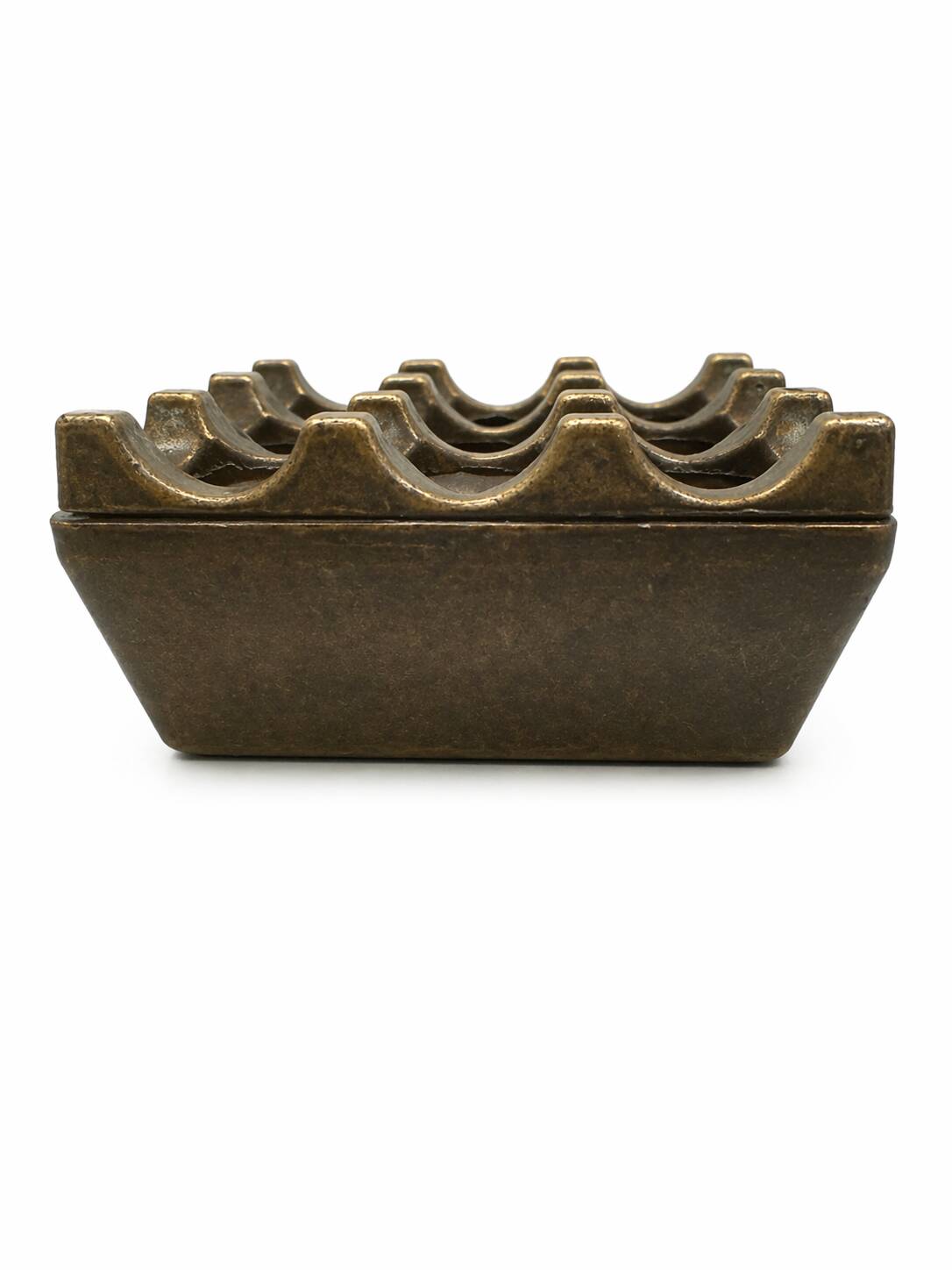 Brutalist Ashtray "Ultima 9" in Solid Brass — Beck & Jung for Diverse