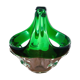 Glass green decorative basket, Czechoslovakia, 1960s