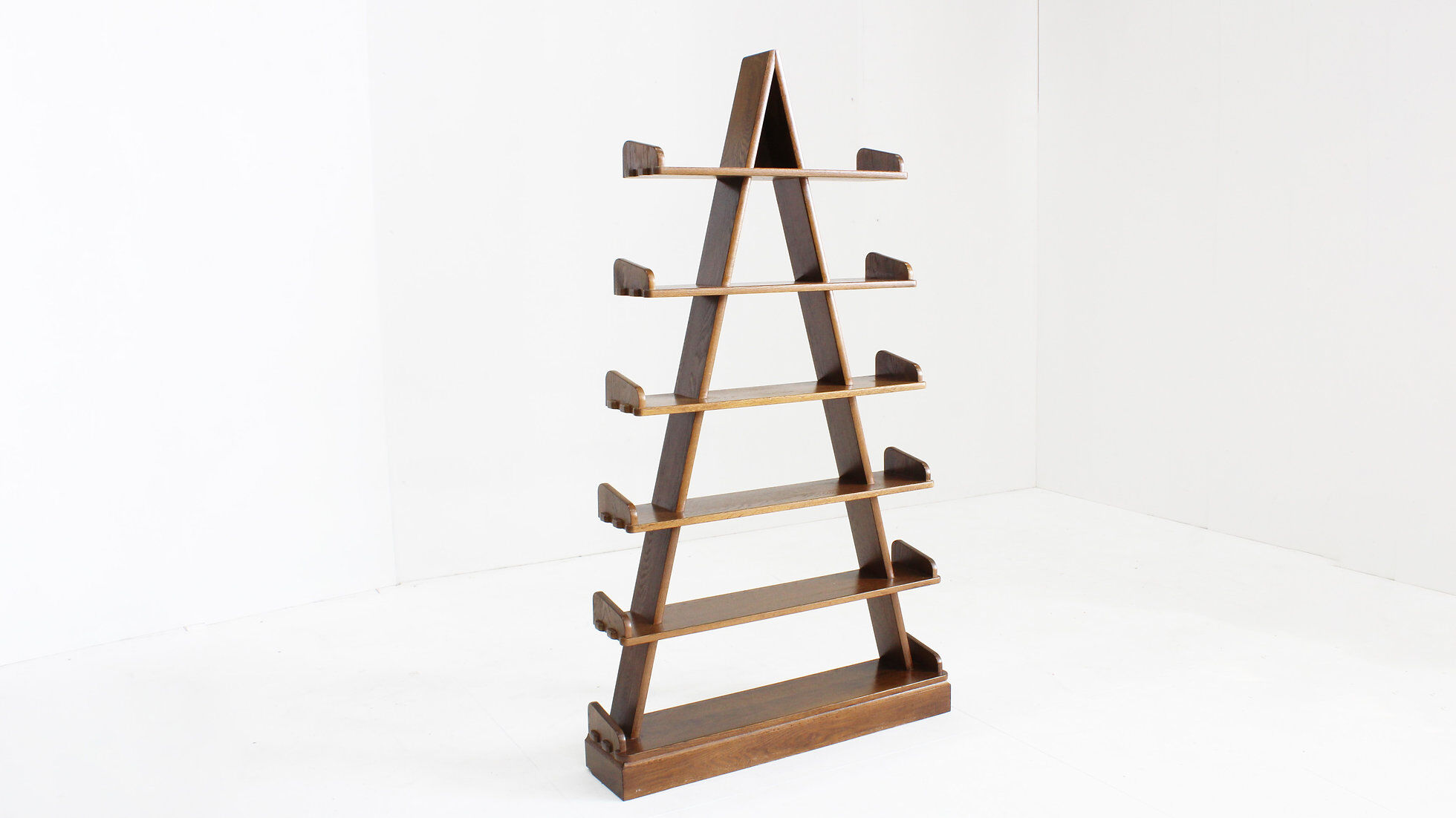 Vintage brutalist pyramid shelving unit bookcase