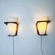 Nx41 Wood And Curved Glass Wall Lamps By Louis Kalff For Philips, The Netherlands 1950S