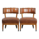 Set of 2 vintage design cocktail chairs/armchairs made of sheepskin leather