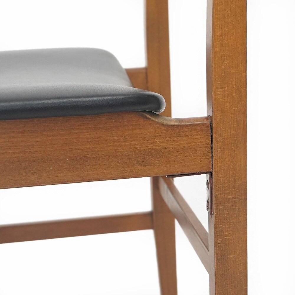 Chaises en bois vintage avec siège rembourré, années 1950, lot de 4