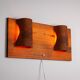 Rectangular pinewood wall lamp with bur wood veneer shades