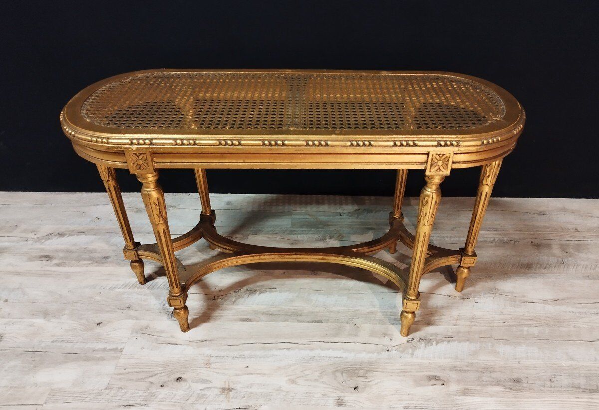 Piano bench cannée Louis XVI style in gilded wood