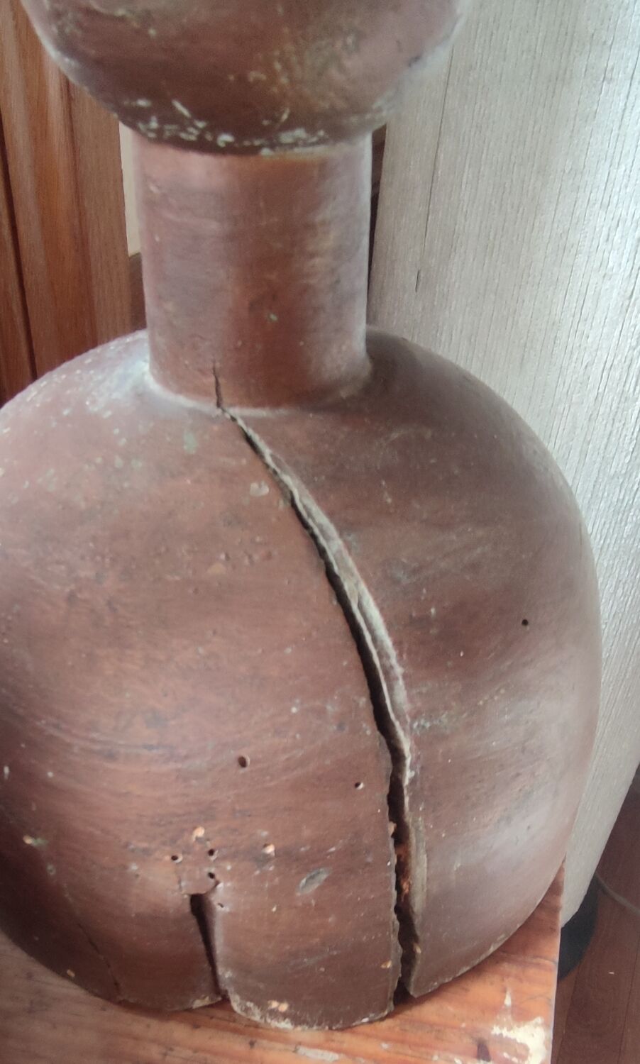 Series of 4 old large wooden candlesticks/brutalist