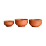 3 old terracotta bowls