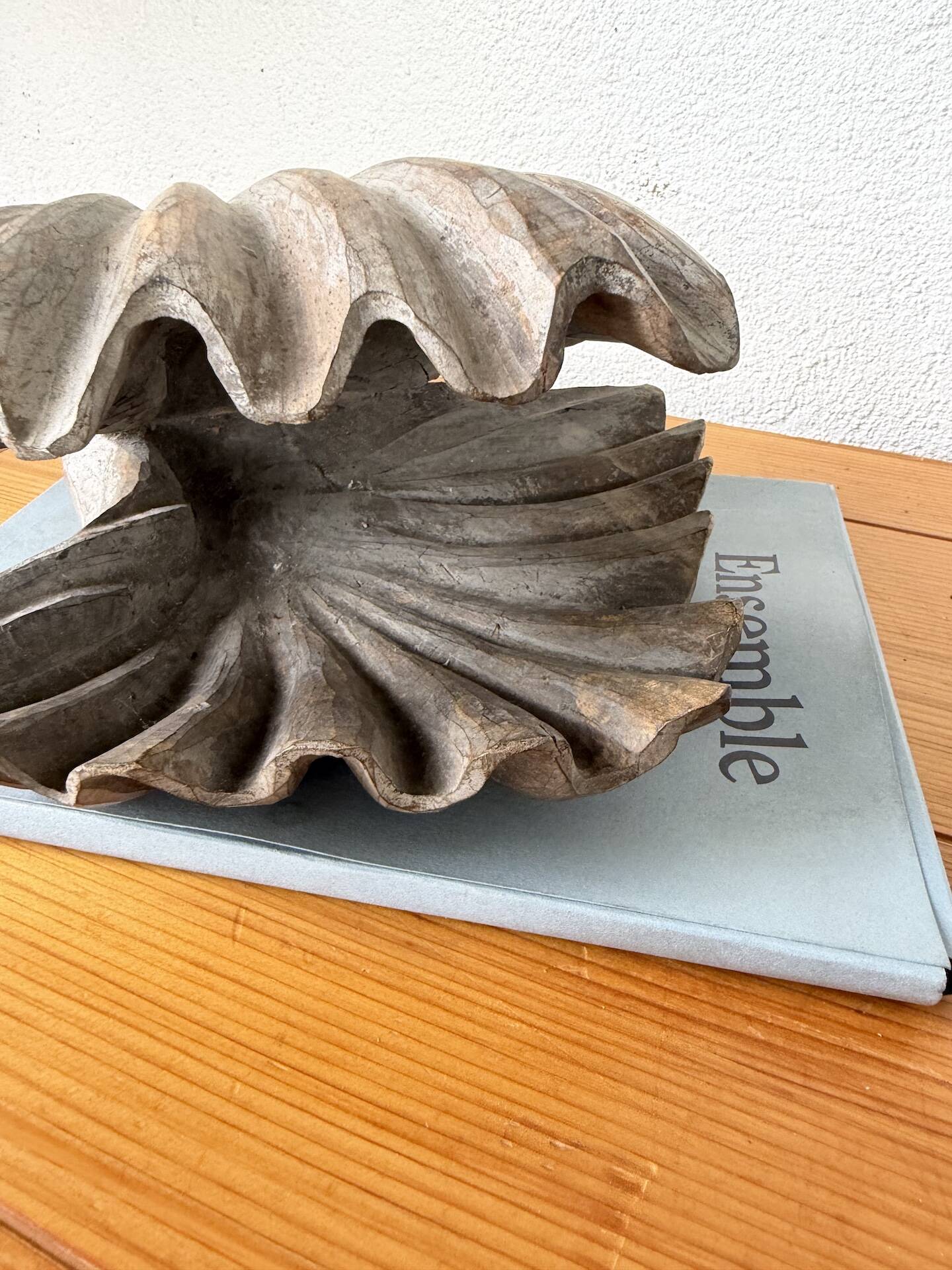 Brutalist wood shell sculpture box 1900