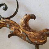 Pair of antique gilded wrought iron wall sconces with eagle heads