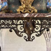 Console in wrought iron from the Napoleonic III period with a red Rance marble top.