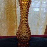 Vintage Ancien Vase En Verre d'Empoli Pointes Diamant