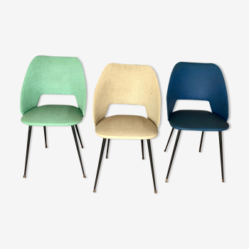 3 chairs barrel 50/60s skaï