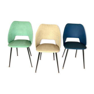 3 chairs barrel 50/60s skaï