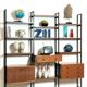 Modular storage unit and teak bookcase. Italy, 60s