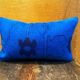 Vintage Wool Lumbar Pillow, Geometric Tribal Navy Cushion 12x20
