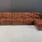 Vintage modular patchwork leather sofa DS11 by Desede, 1960s