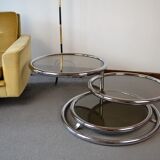 Vintage coffee table with 70s swivel trays