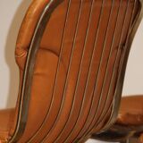 Series of 6 vintage Cidue Italy chairs in leather and metal, 1970s