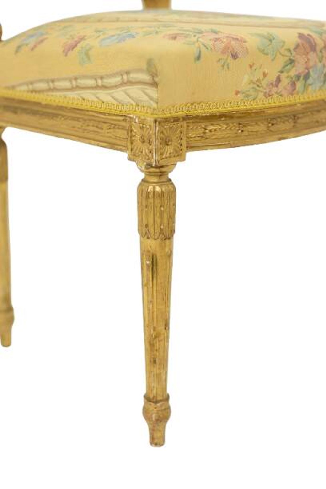 Pair of gilded wooden chairs with upholstery. Louis XVI period.