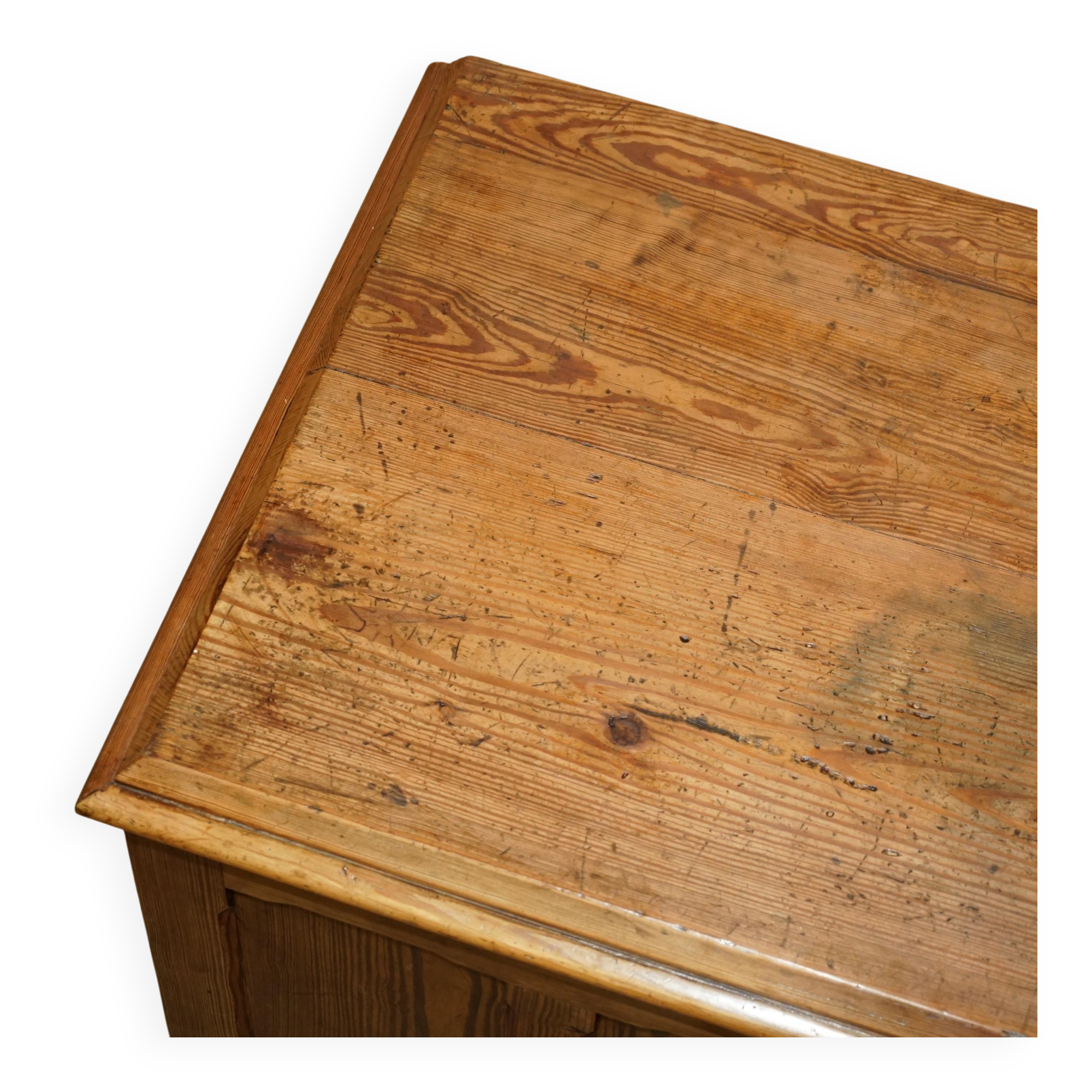 Buffet de gouvernante victorien antique en pin avec étagère coulissante