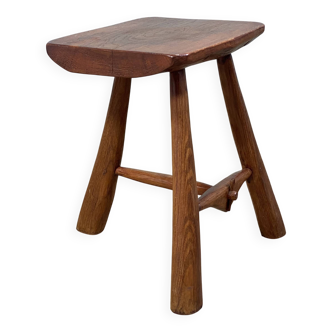 Tabouret tripode brutaliste vintage signé